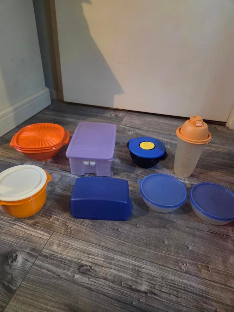 Vintage Tupperware Set - Alles Los Verkrijgbaar, Ophalen of Verzenden, Gebruikt, Geel, Bak of Kom