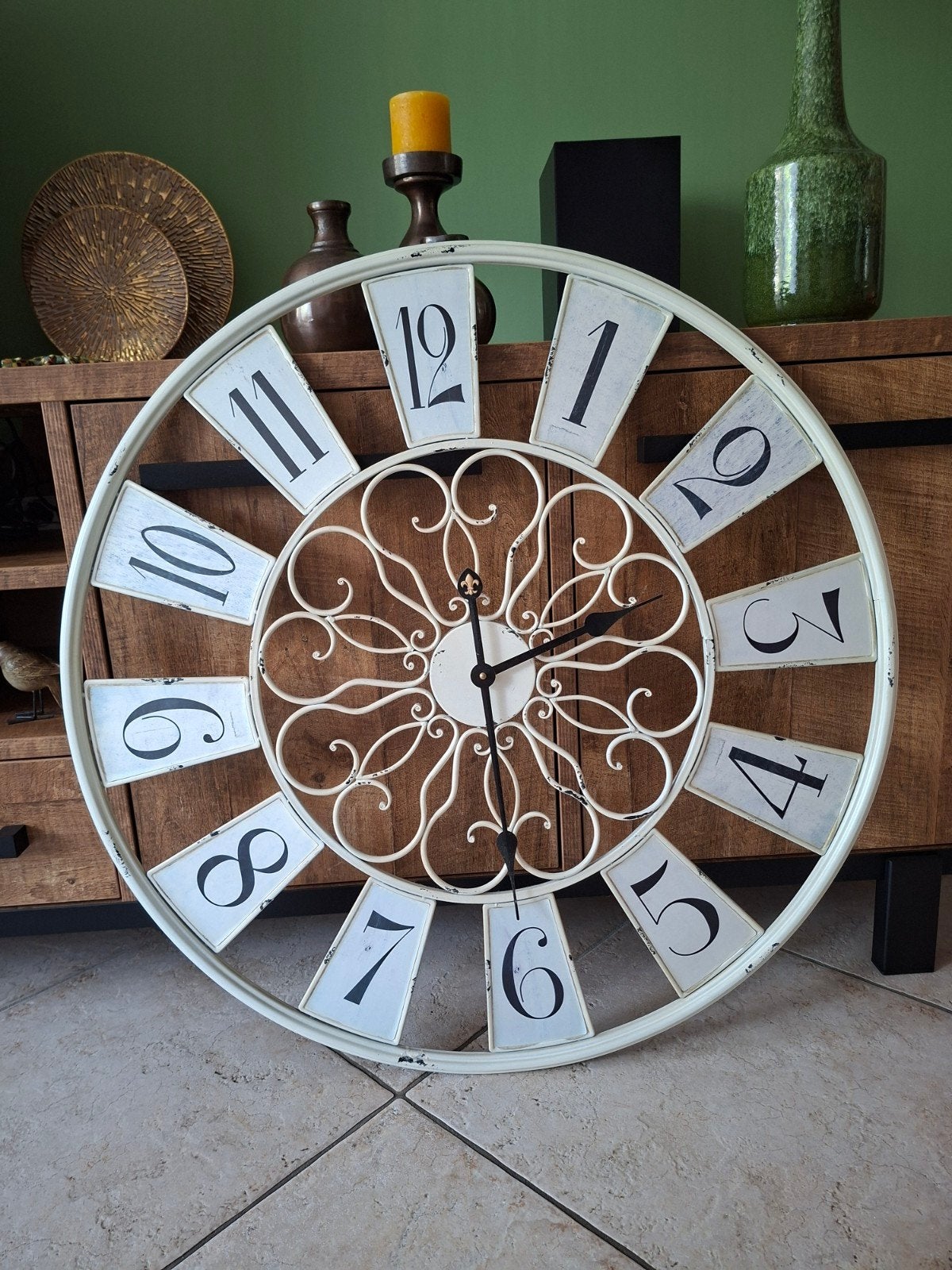 Grote decoratieve wandklok - Landelijke stijl, Ophalen of Verzenden