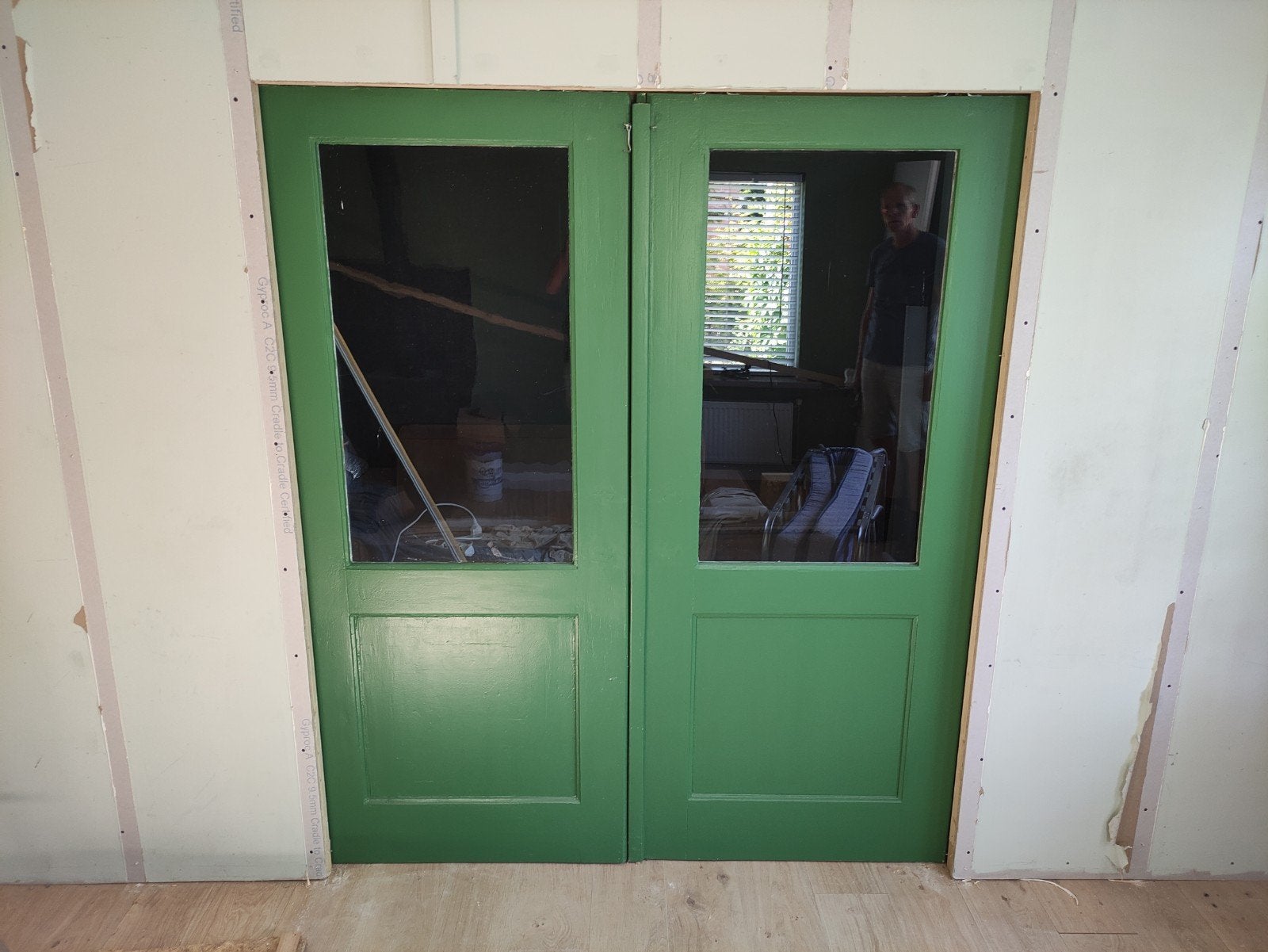 En suite schuifdeuren met glas, Ophalen, Gebruikt, 80 tot 100 cm, Binnendeur