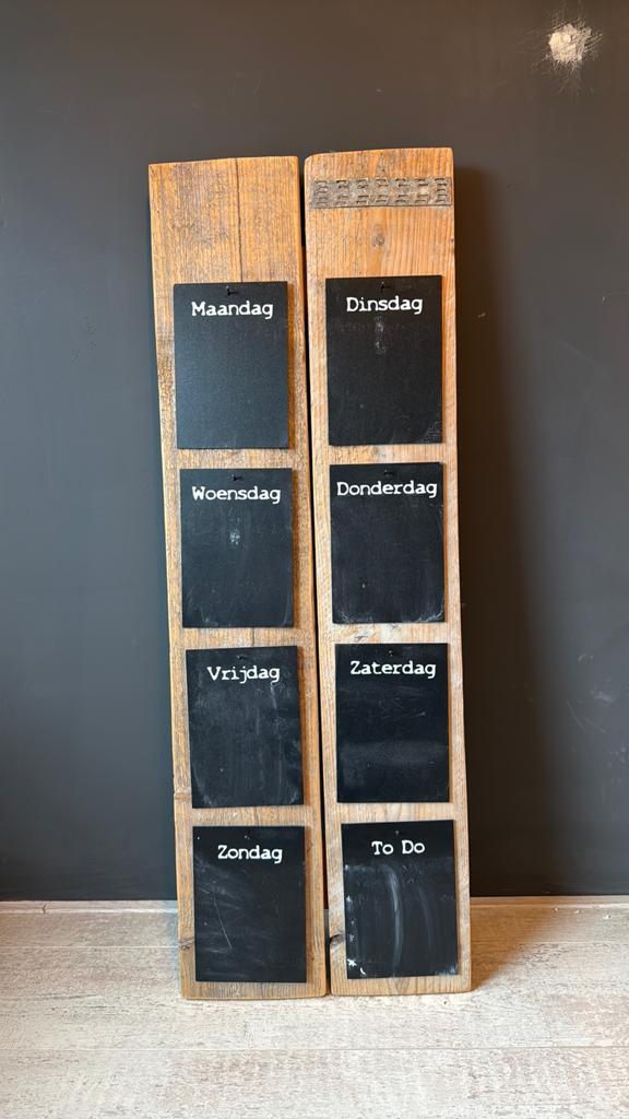 Steigerhout weekplanner met krijtbordjes, Ophalen, Hout, Gebruikt, Landelijk