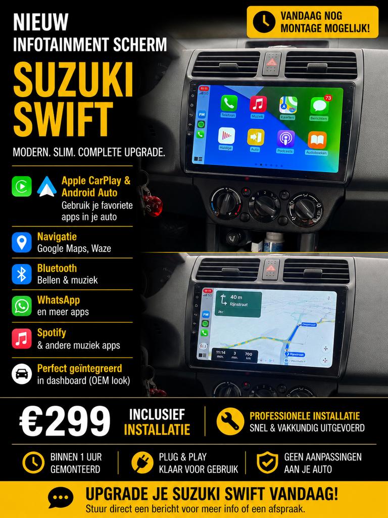Nieuw Infotainment Scherm Suzuki Swift - CarPlay & Android A, Auto diversen, Autoradio's, Ophalen of Verzenden, Nieuw