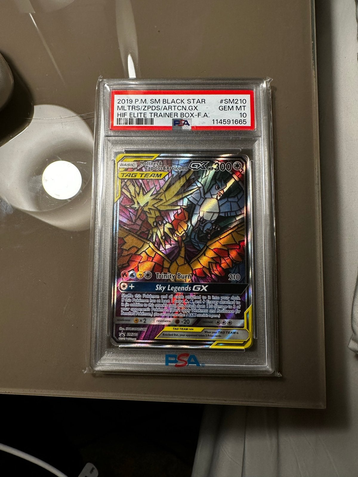 Pokémon Kaart Moltres Zapdos Articuno GX PSA 10, Ophalen of Verzenden, Nieuw, Losse kaart