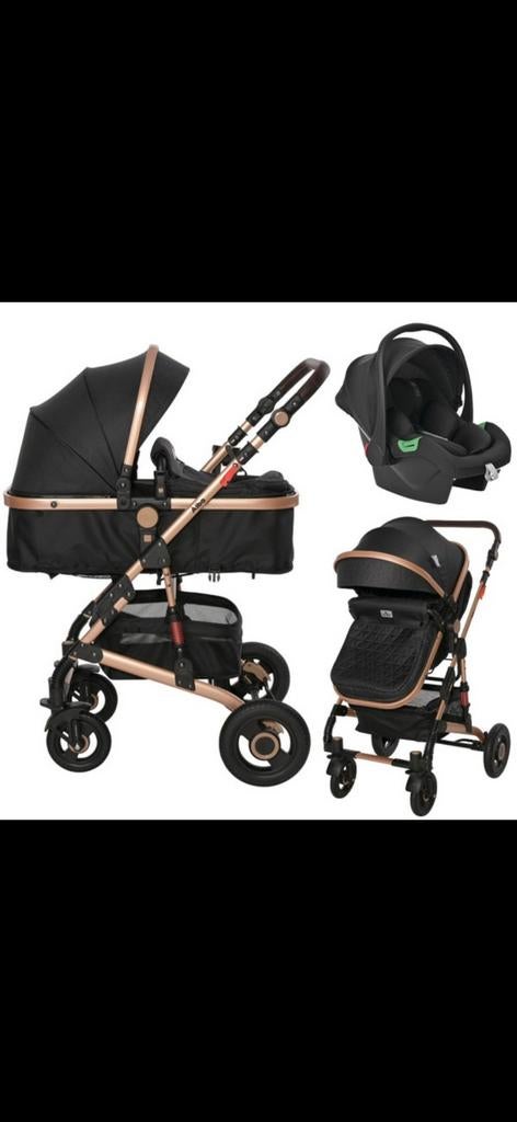 Alba Kinderwagen 3-in-1 met Maxi-Cosi - Roségoud/Zwart, Overige merken, Gebruikt, Met autostoeltje, Ophalen of Verzenden