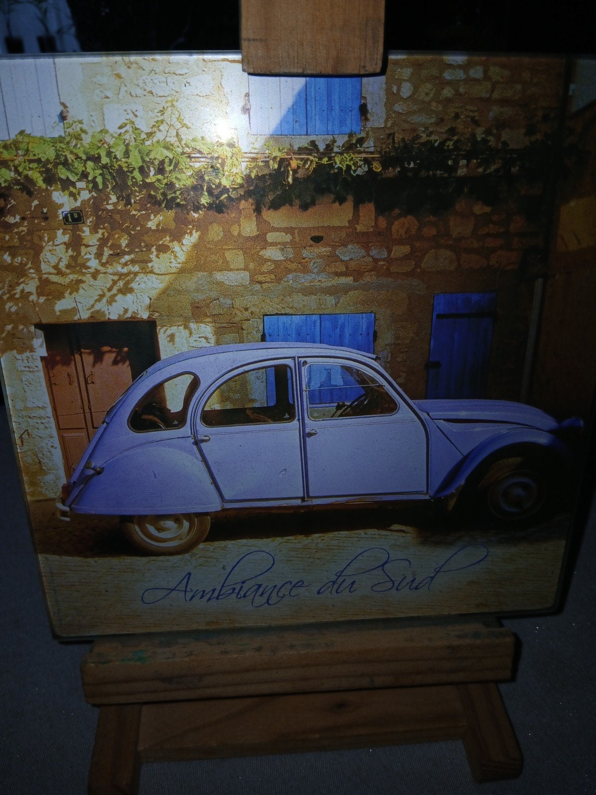 Decoratief bord 'Ambiance du Sud' met 2CV, Huis en Inrichting, Vintage, Meerkleurig, Ophalen of Verzenden, Zo goed als nieuw