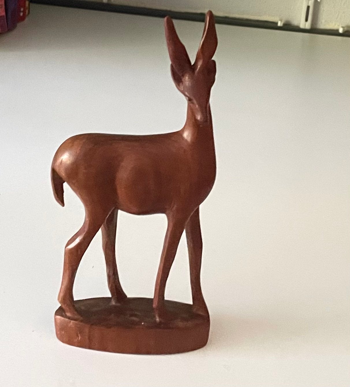 Vintage Houten Hert - Decoratief Beeldje, Minder dan 20 cm, Ophalen of Verzenden, Beeld, Hout