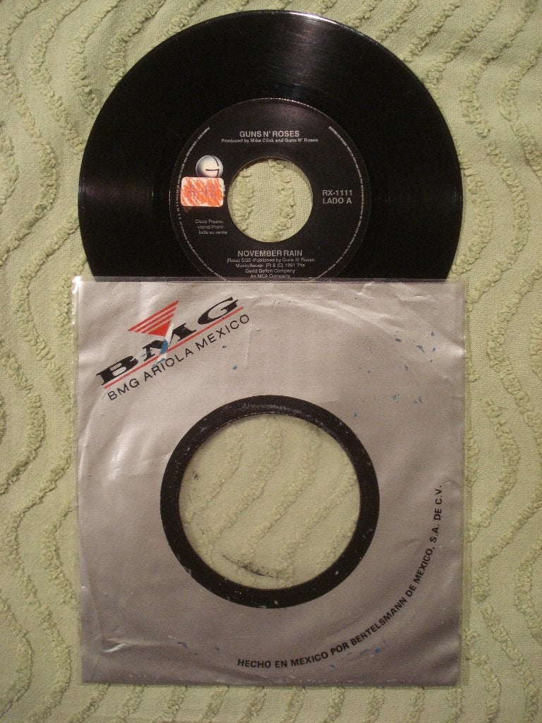 Guns n’ Roses 7" Vinyl Single: November rain (Mexico) Promo, Cd's en Dvd's, Vinyl Singles, Ophalen of Verzenden, Gebruikt, 7 inch