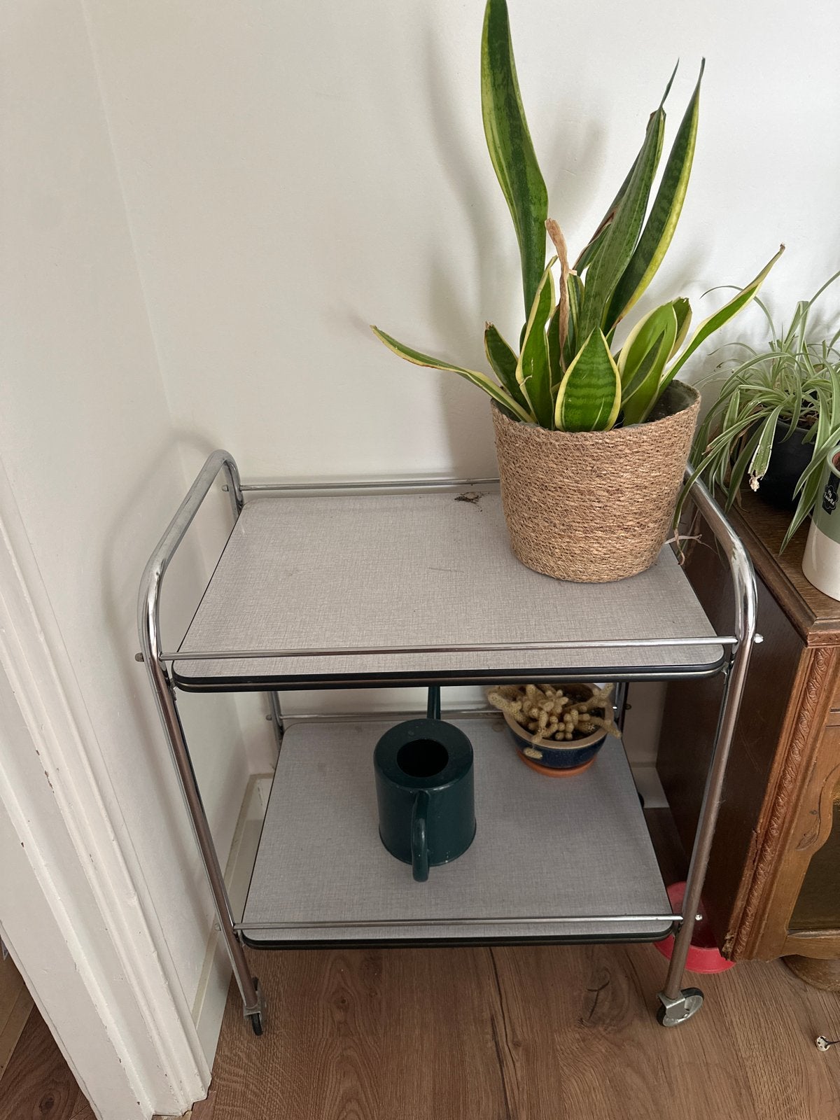 Vintage serveerwagen / trolley met 2 niveaus, Ophalen, Gebruikt