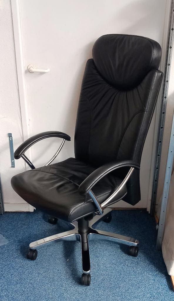 Mooie Interstuhl H204 Bureaustoel Fauteuil Echt LEER !, Huis en Inrichting, Bureaustoelen, Ophalen, Gebruikt, Zwart, Bureaustoel