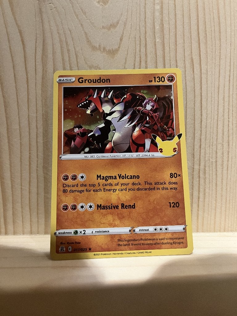 Groudon #17 Pokemon Celebrations, Ophalen of Verzenden, Zo goed als nieuw, Losse kaart, Foil