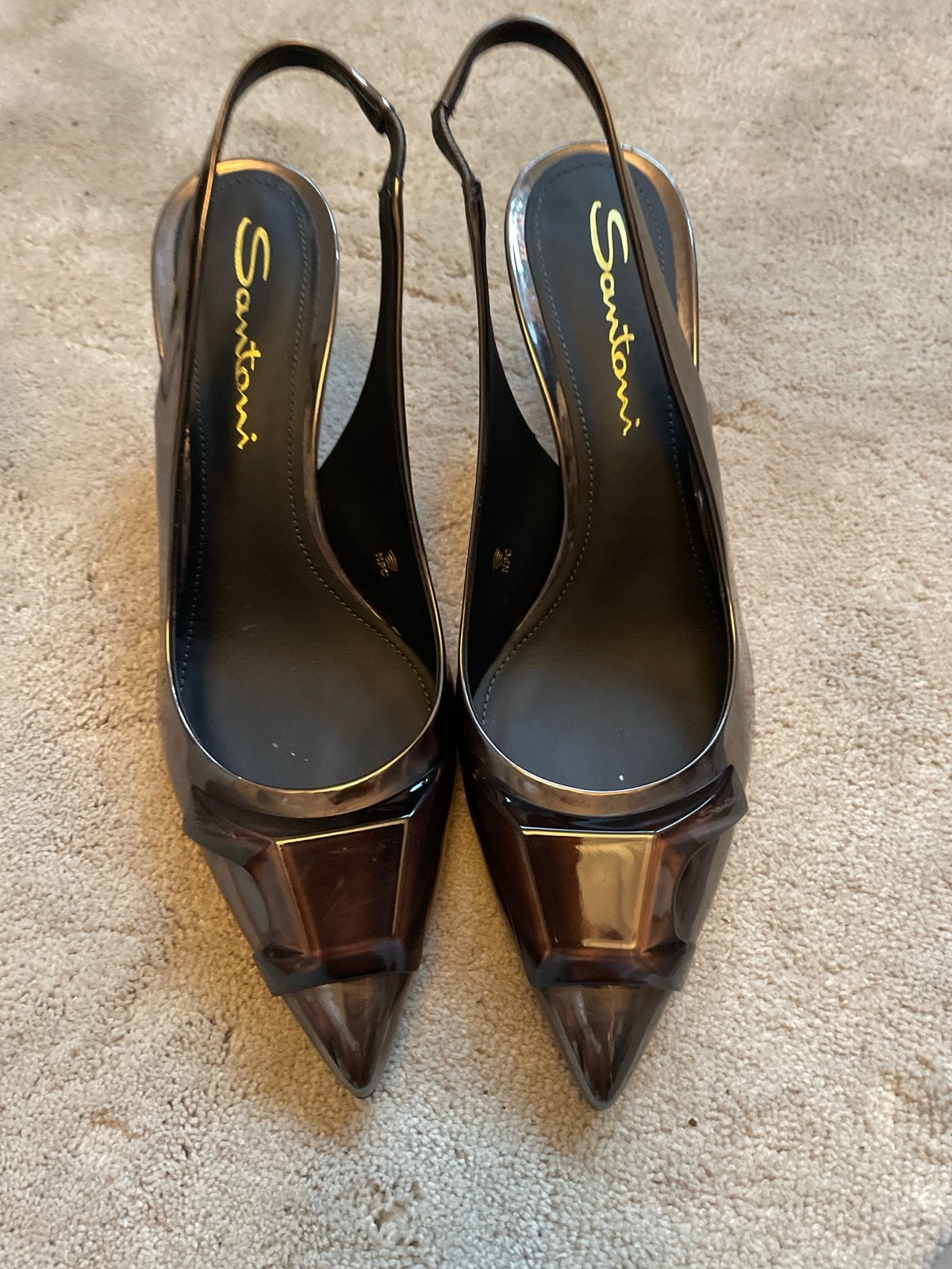 Santoni pumps brons maat 38, Kleding | Dames, Ophalen of Verzenden, Zo goed als nieuw, Overige kleuren, Pumps