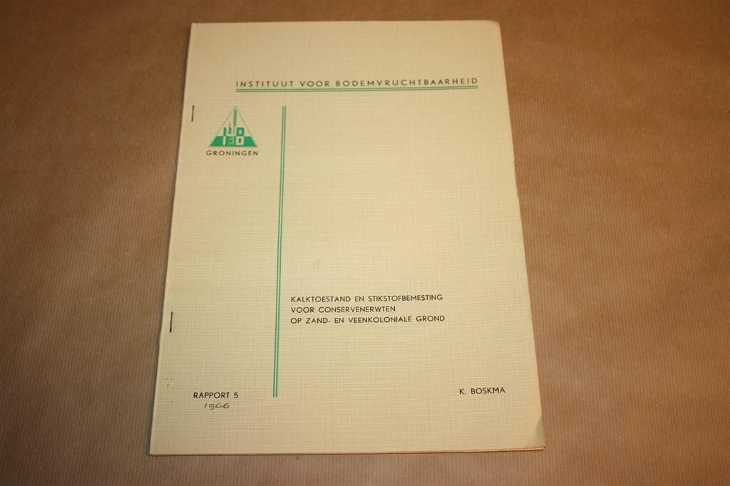 Instituut voor bodemvruchtbaarheid. Rapport 5., Ophalen of Verzenden, Gelezen, Natuurwetenschap