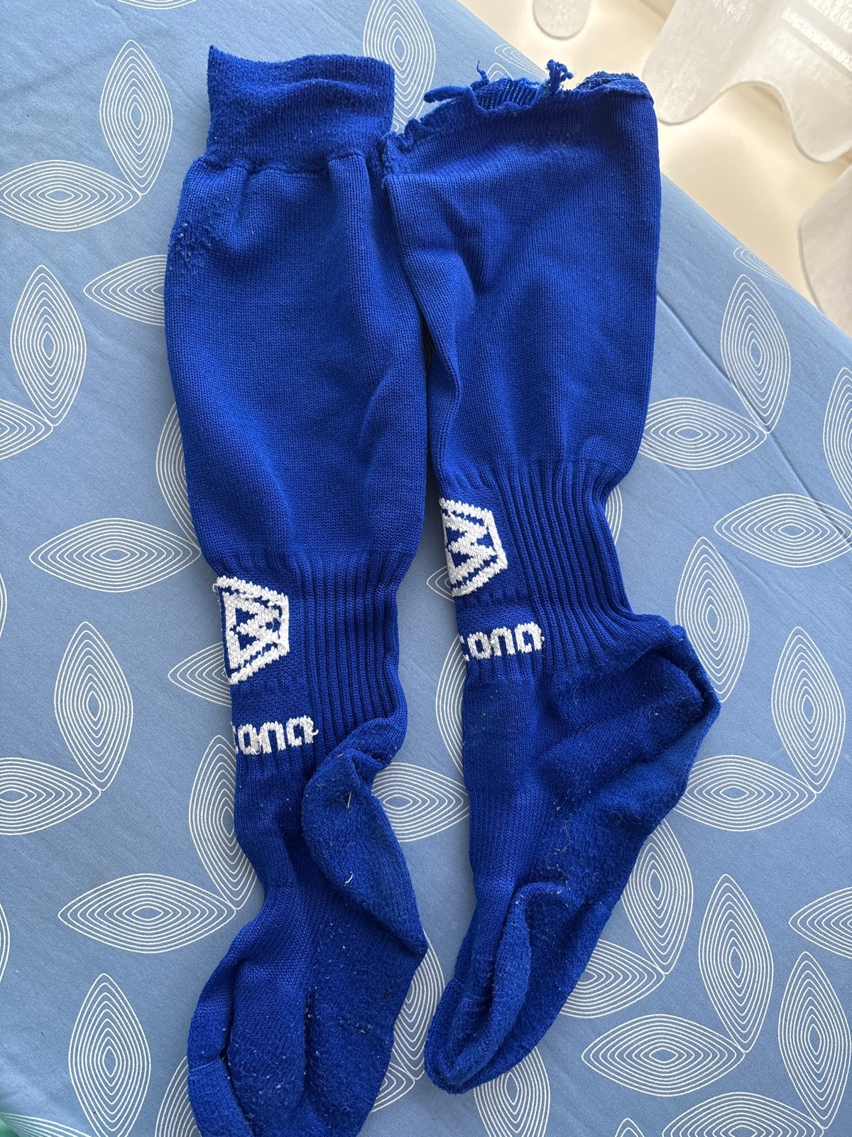 Blauwe Umbro Beltona Voetbalsokken - Gedragen, Ophalen of Verzenden, Gedragen, Overige maten, Blauw