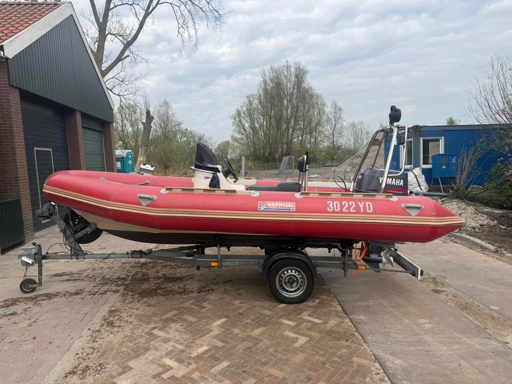 Te koop Narwhal 5,50 rib met 90 pk Yamaha, Watersport en Boten, Rubberboten, 70 tot 120 pk, Zo goed als nieuw, Benzine, Overige materialen