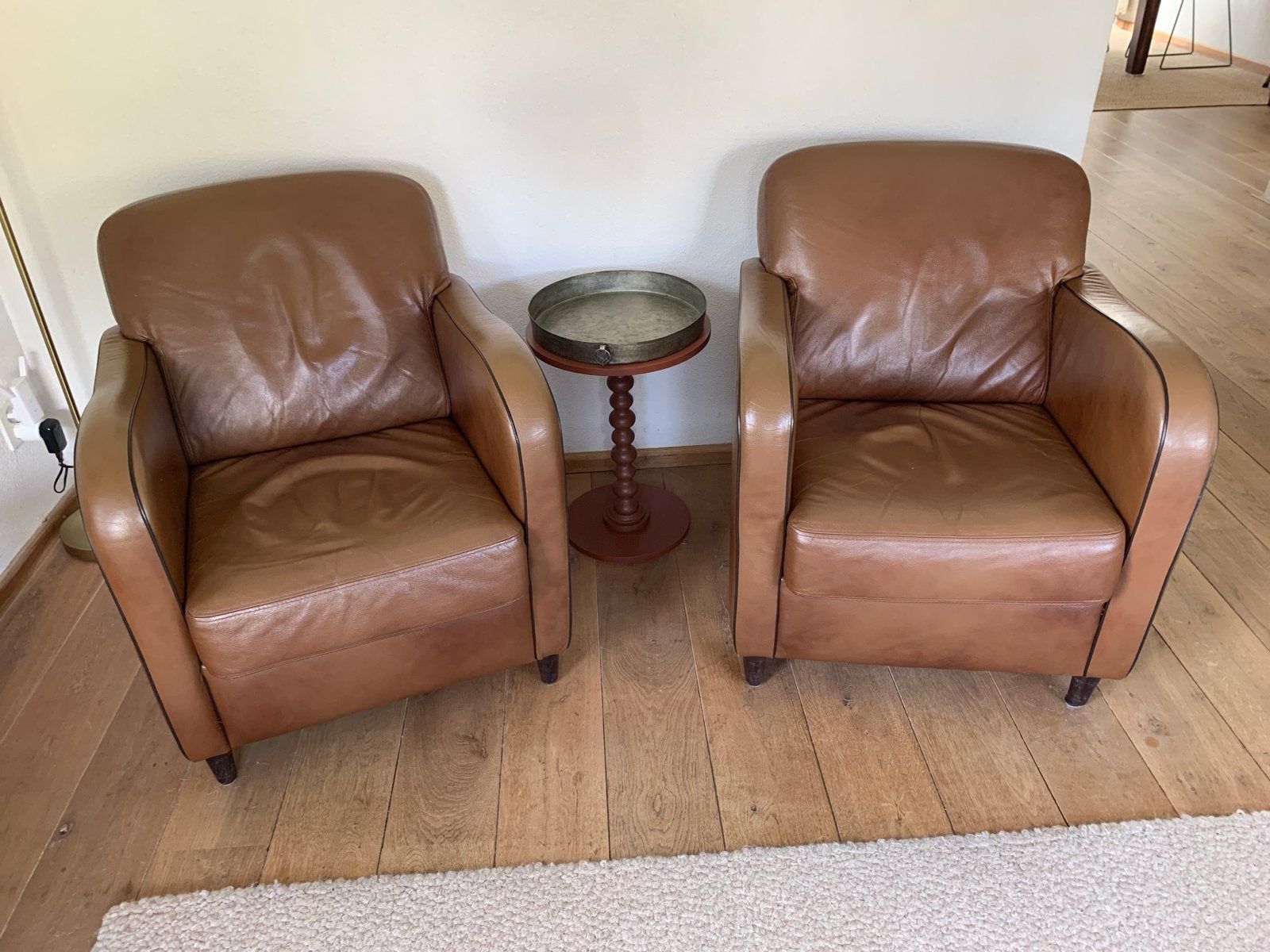 Mooie onbeschadigde leren fauteuils, Ophalen of Verzenden, Zo goed als nieuw, Leer, 75 tot 100 cm