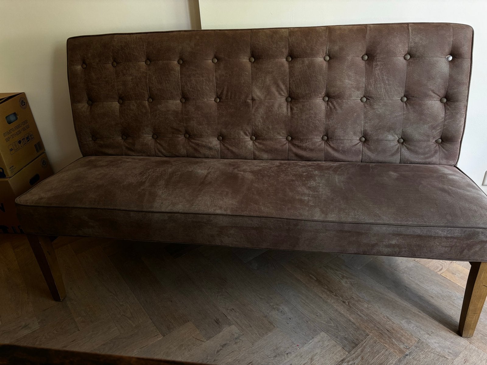 Rivièra Maison eettafel bank - leverkleurig, 160x98cm, Huis en Inrichting, Banken | Sofa's en Chaises Longues, Ophalen, Gebruikt