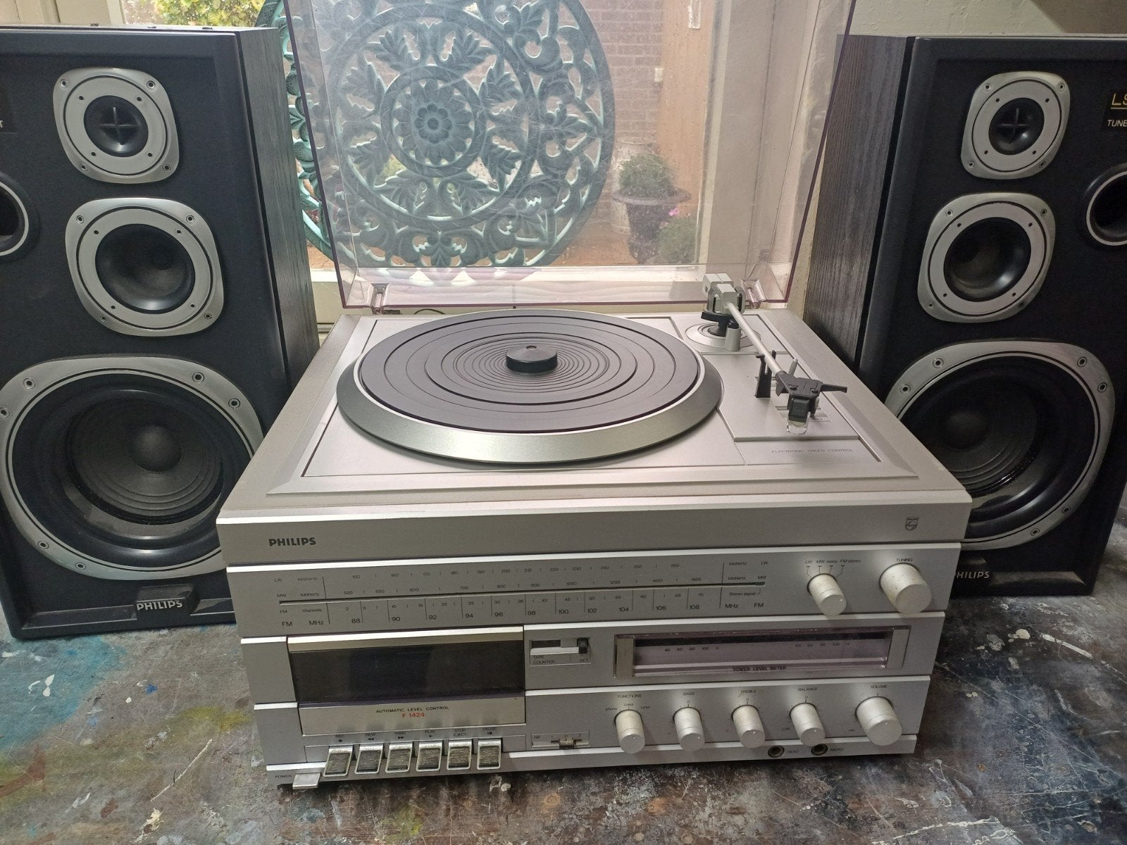 Philips F1424 Stereo met Platenspeler, Cassettedeck en Ra, Ophalen, Philips, Gebruikt, Cassettedeck
