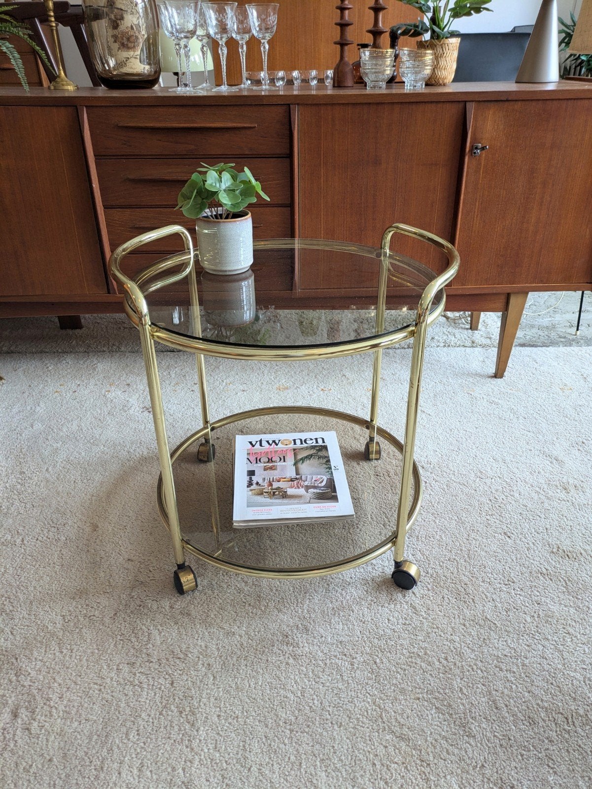 Vintage trolley barcart serveerwagen, Verzamelen, Ophalen