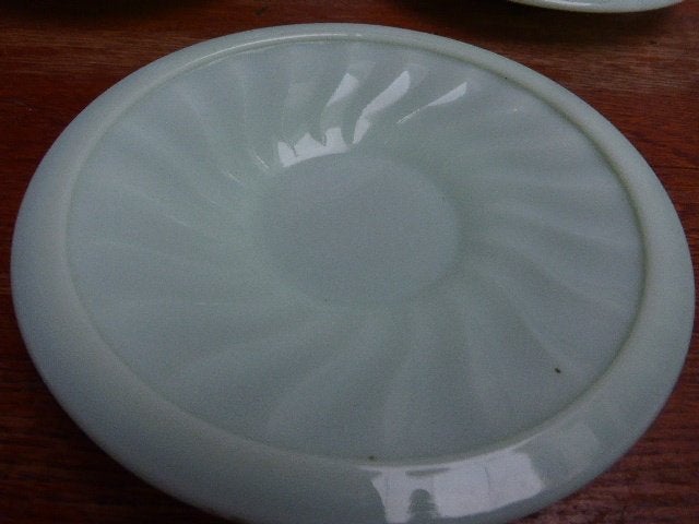 3 art deco opaline kopjes en schoteltjes, France, Antiek en Kunst, Ophalen of Verzenden