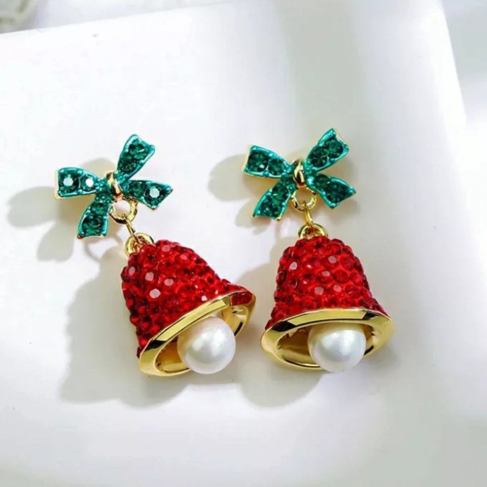 Kerstklok oorbellen strass Christmas Kerst, Overige materialen, Overige kleuren, Verzenden, Nieuw