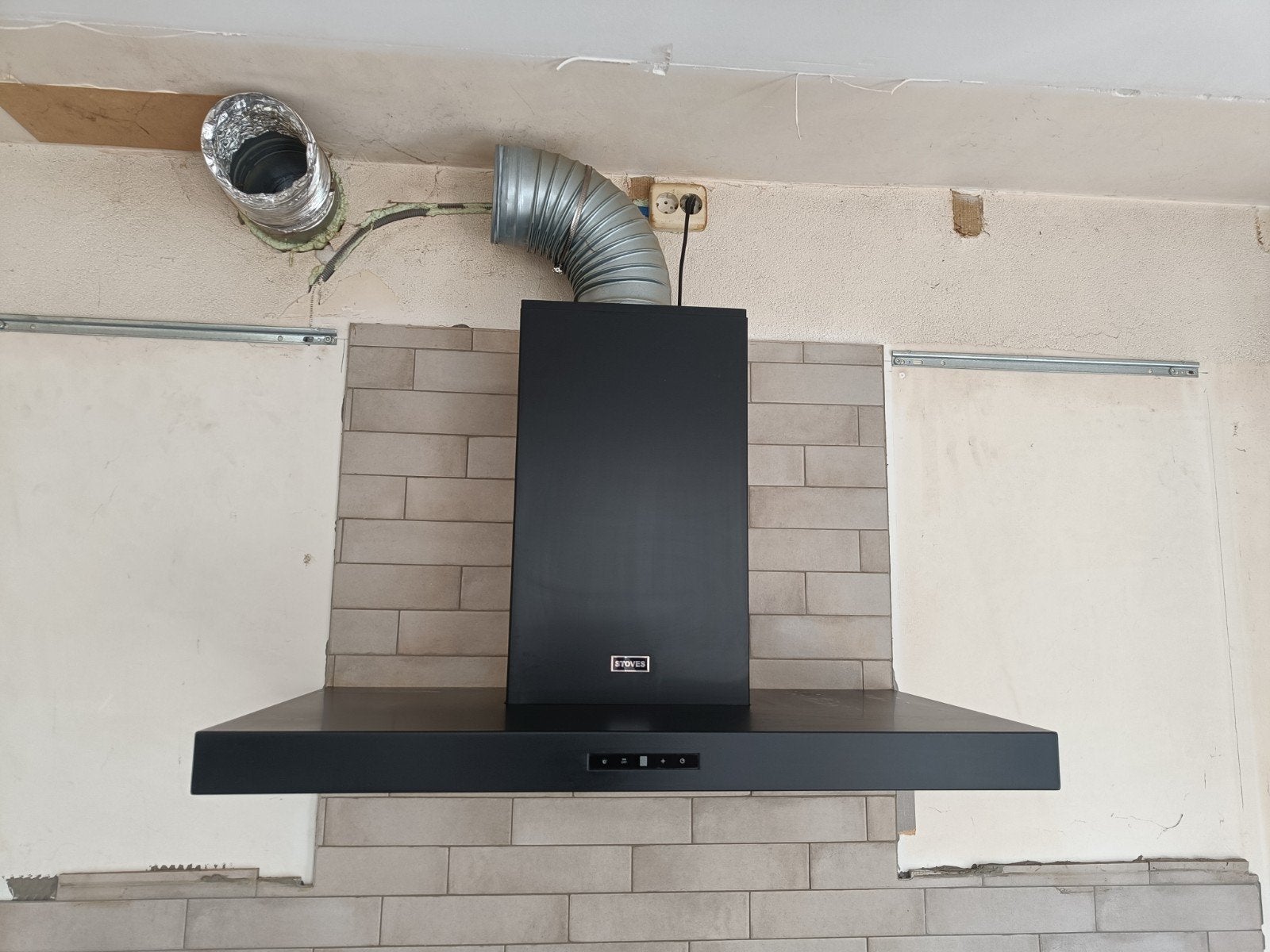 Stoves Afzuigkap zwart, Witgoed en Apparatuur, Afzuigkappen, Ophalen, Wandschouwkap, Zo goed als nieuw, Vrijstaand