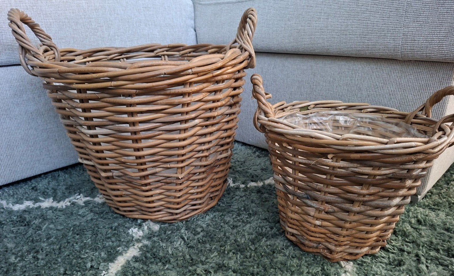 grote rieten manden, woonaccessoires, Gevlochten, Rond, Ophalen of Verzenden, Zo goed als nieuw