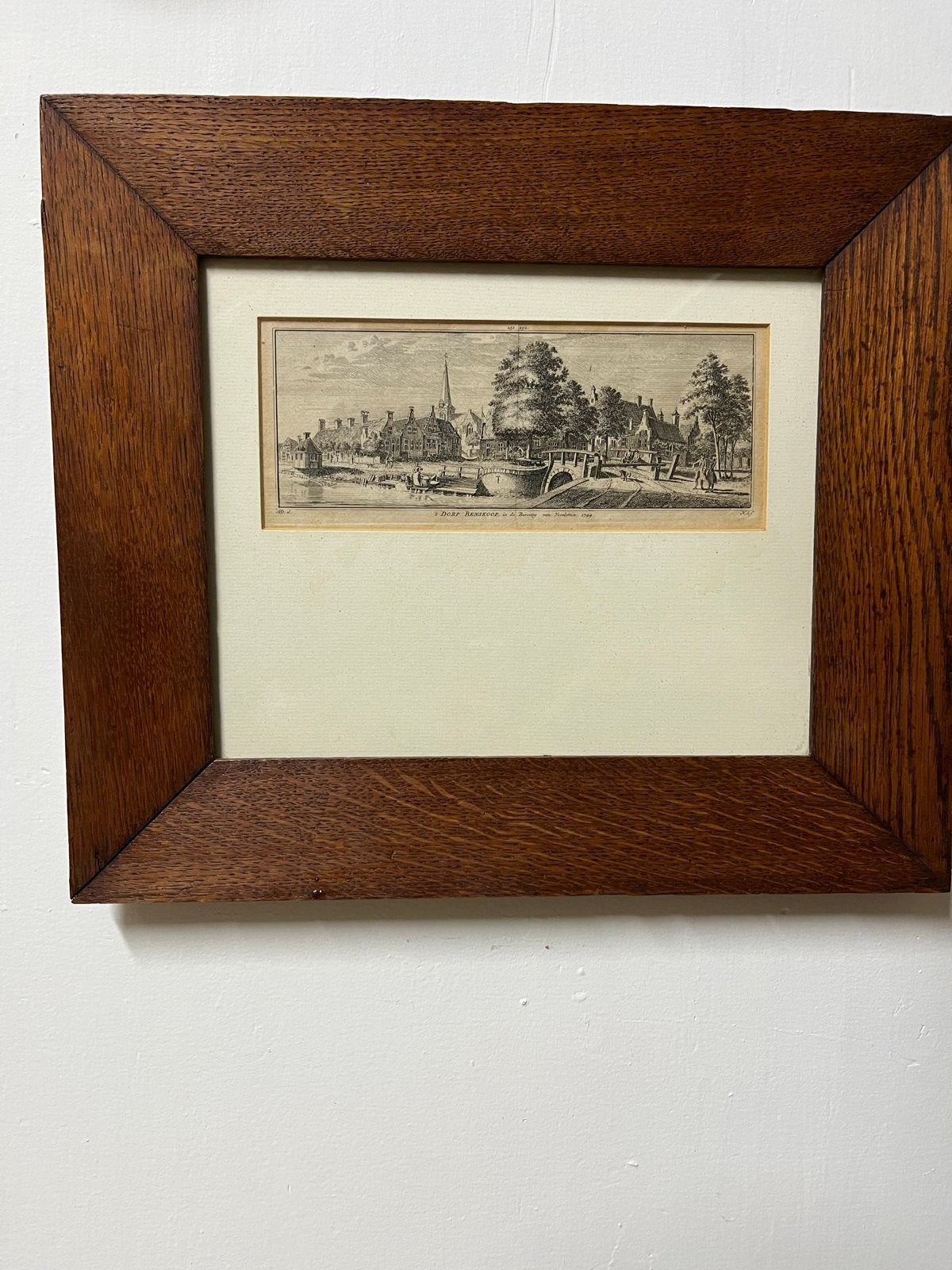 Antieke Gravure: Dorp Benschop, Baronie van IJsselstein, 174, Antiek en Kunst, Ingelijst, Stadsgezicht, Ophalen of Verzenden, Gravure