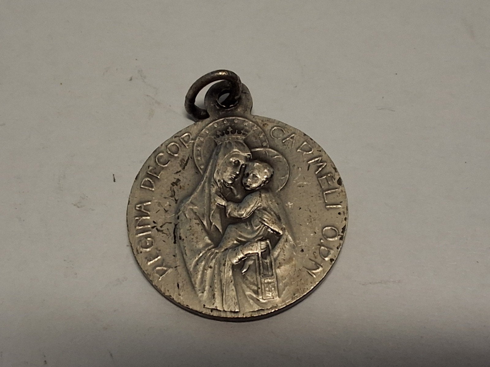 Vintage Zilveren Medaille Jezus Heilig Hart & O.L.V. Karmel, Ophalen of Verzenden