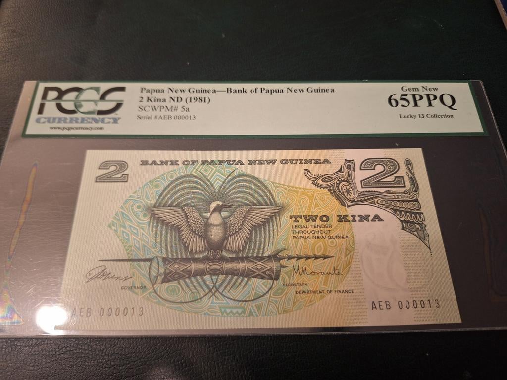 Papoea Nieuw Guinea 2 kina 1981 PCGS 65, Postzegels en Munten, Ophalen of Verzenden