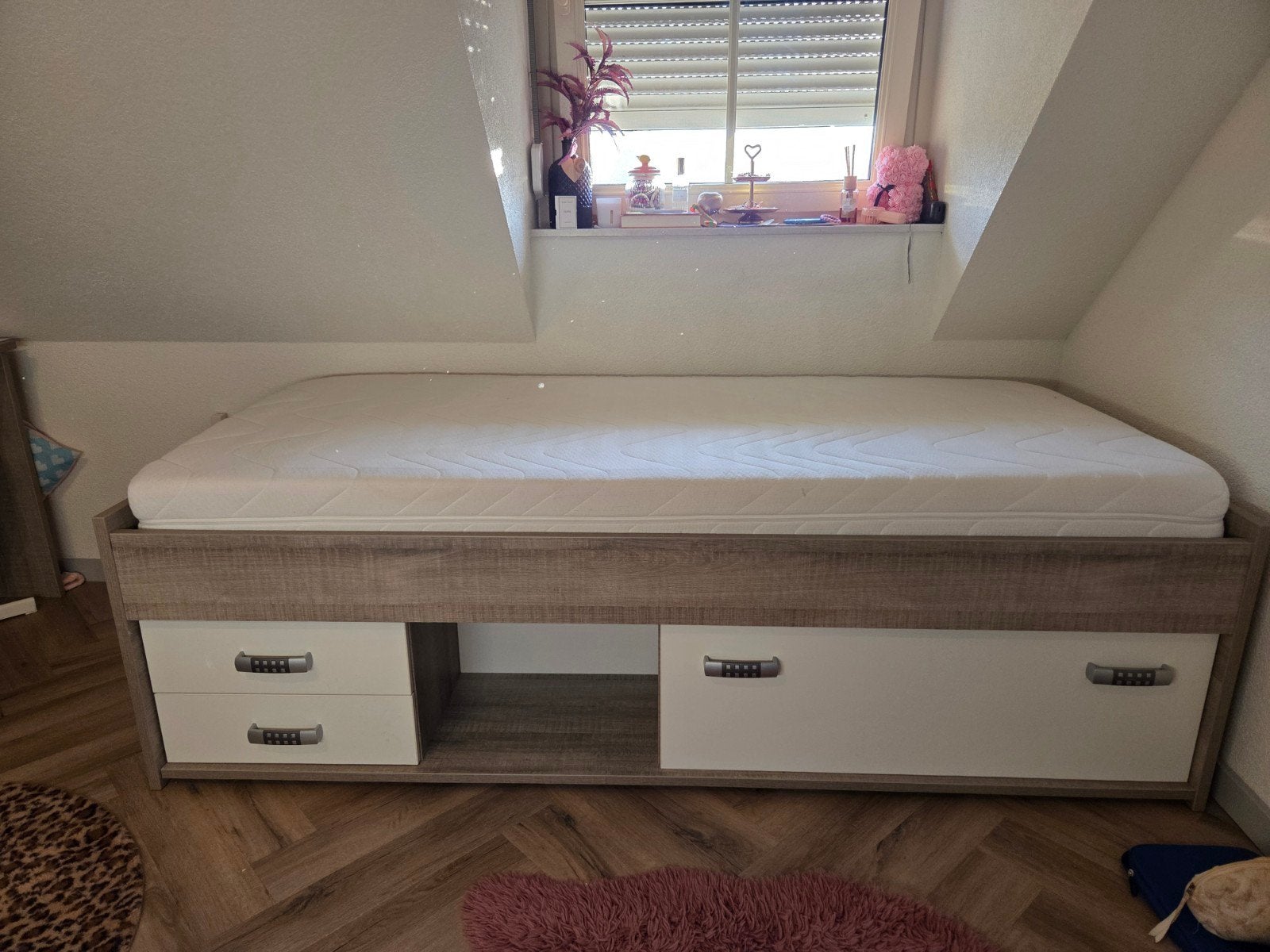 Kajuitbed Pep 90x200 cm met opberglades, Huis en Inrichting, Ophalen, 90 cm, Wit, Zo goed als nieuw