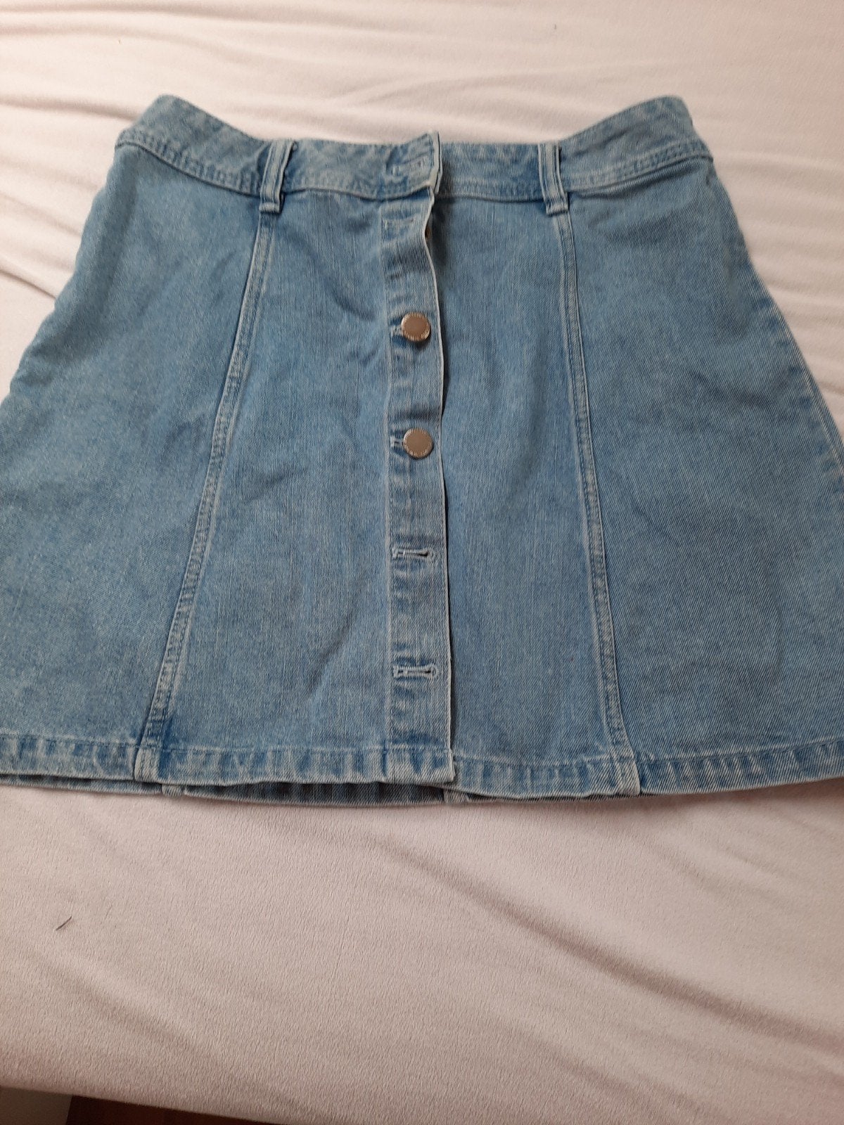 Lichtblauwe spijkerrok met knoopsluiting, Maat 38/40 (M), Blauw, Ophalen of Verzenden, Boven de knie