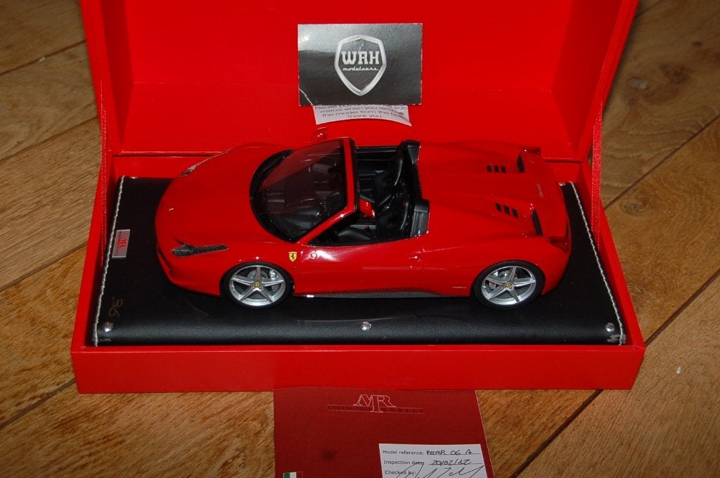 1:18 FERRARI 458 SPIDER rosso corsa MR models USED WRH, Verzenden, Gebruikt, Auto, Overige merken
