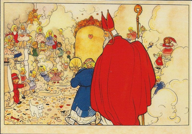 Sinterklaas Rie Cramer prentbriefkaart [C10278], Ophalen of Verzenden, 1980 tot heden, Ongelopen, Overige thema's