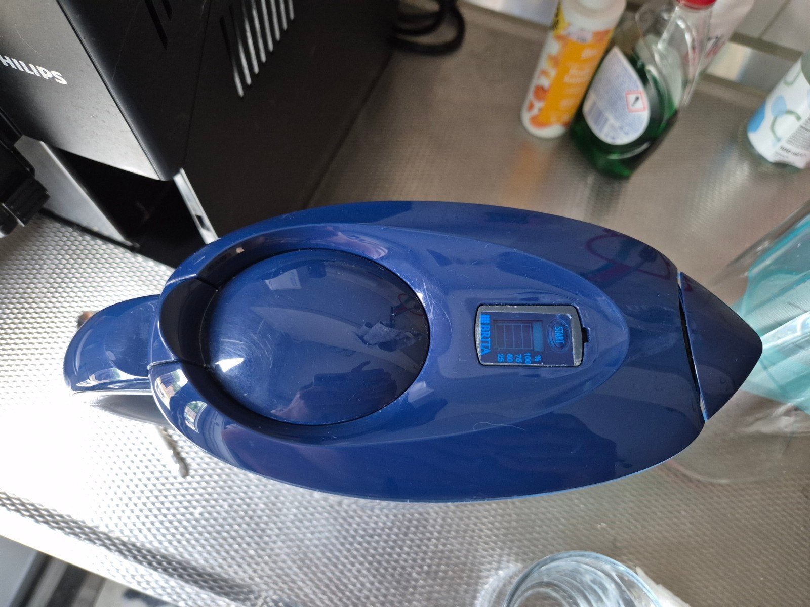 BRITA waterfilterkan - blauw onderdelen deksel en binnenkant, Kunststof, Ophalen of Verzenden, Overige merken, Overige typen