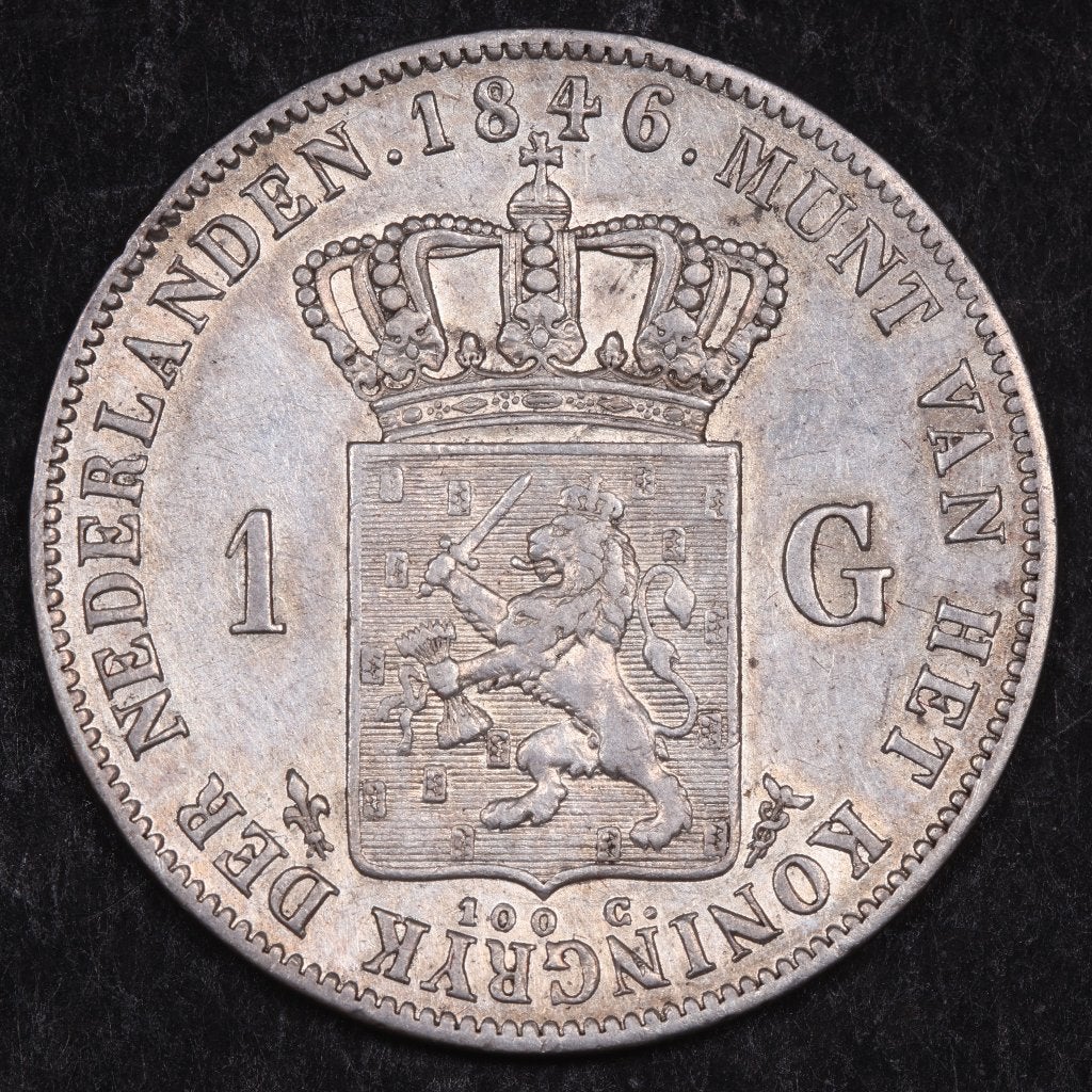 Gulden 1846 lelie. Zfr+. (P), 1 gulden, Zilver, Ophalen of Verzenden, Losse munt