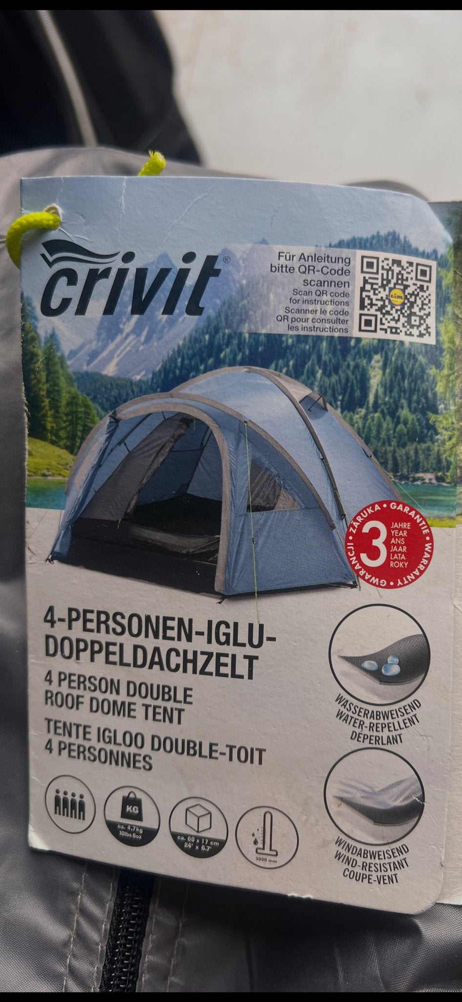 Crivit 4-persoons iglo dubbeldakstent - nooit gebruikt, Ophalen of Verzenden, Nieuw, Tot en met 4