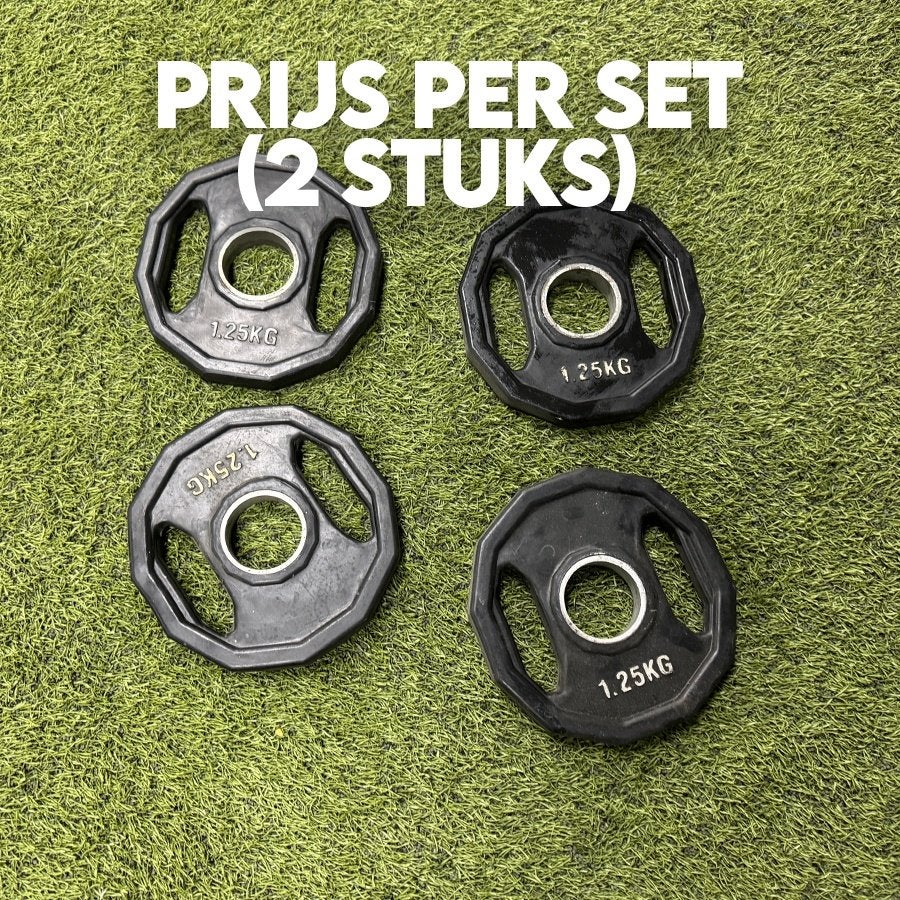 Olympische rubber schijven 1,25 kg – set van 2 (zwart), Ophalen of Verzenden, Gebruikt