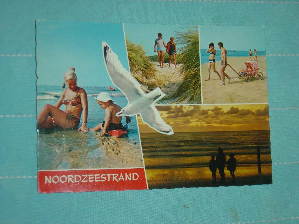 1) Kleuren ansichtkaart Noord zee strand, Ophalen of Verzenden, 1980 tot heden, Gelopen, Noord-Holland