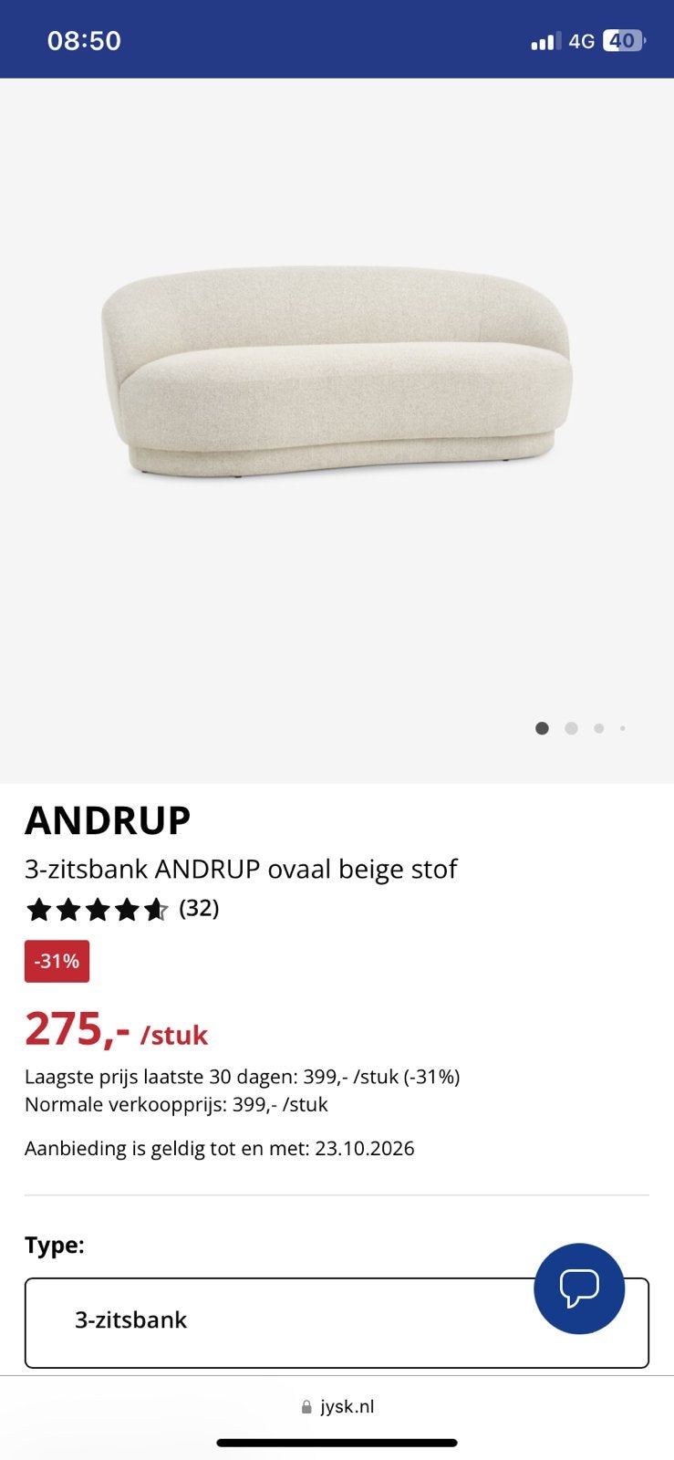 Jysk Andrup Bank Zgan, Ophalen of Verzenden, Zo goed als nieuw, Stof