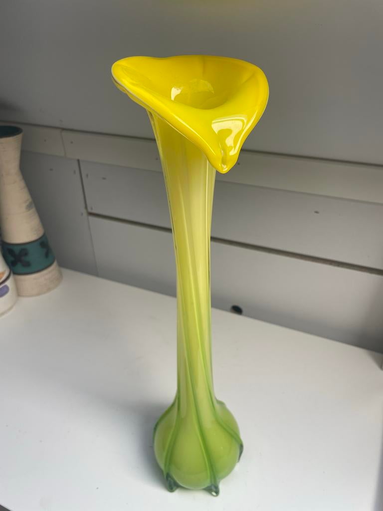 Bijzondere Mureno Jack in de pulpit  Vaas - Groen/Geel Glas, Ophalen, Gebruikt, Glas, Minder dan 50 cm
