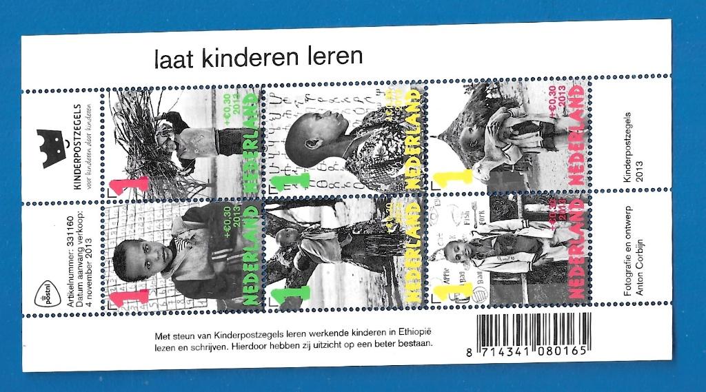 Kinderpostzegels 2013 vel - NVPH 3107 Laat Kinderen Leren, Verzenden, Na 1940, Postfris