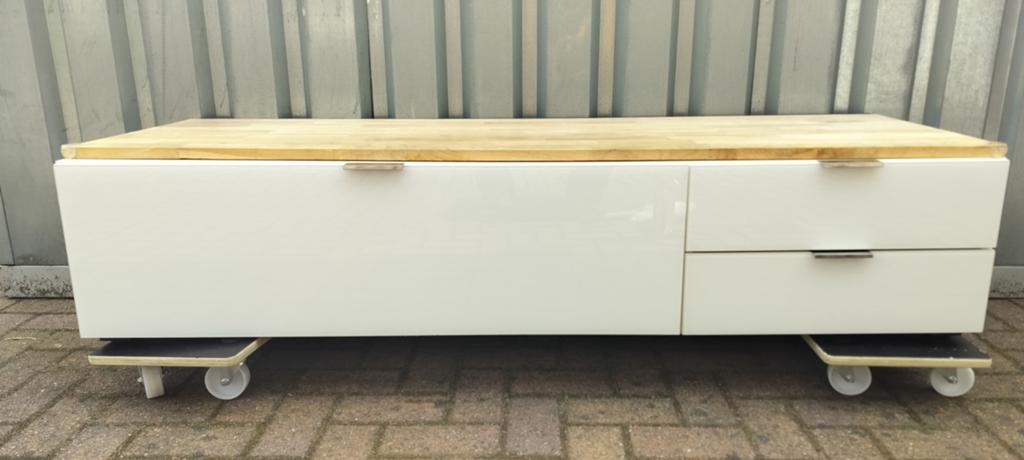 Trendhopper Cleo tvkast met eiken blad - 163 cm breed, Gebruikt, 150 tot 200 cm, Eikenhout, Ophalen of Verzenden