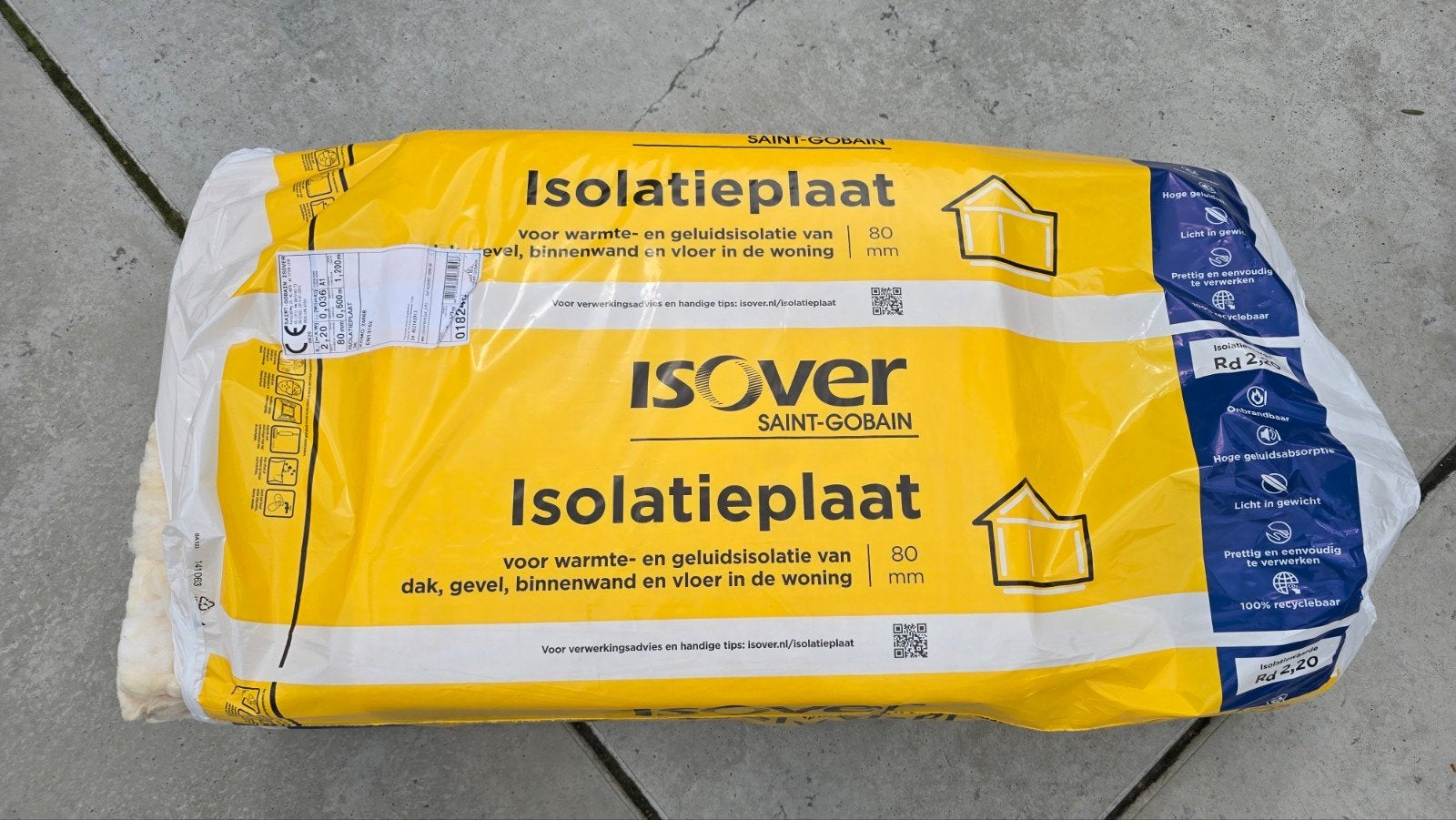 ISOVER Isolatieplaat 80mm - Glaswol - 3,5 platen, Ophalen, Dakisolatie, Nieuw, Minder dan 5 m²