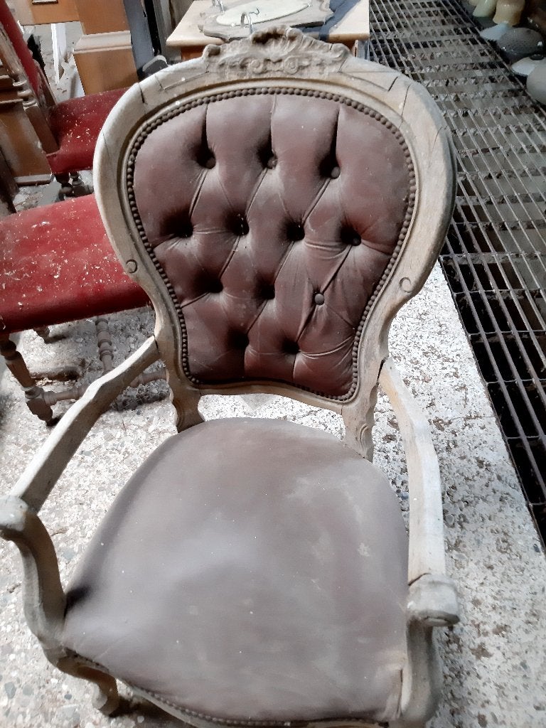 antieke leren stoel,opknapper., Ophalen