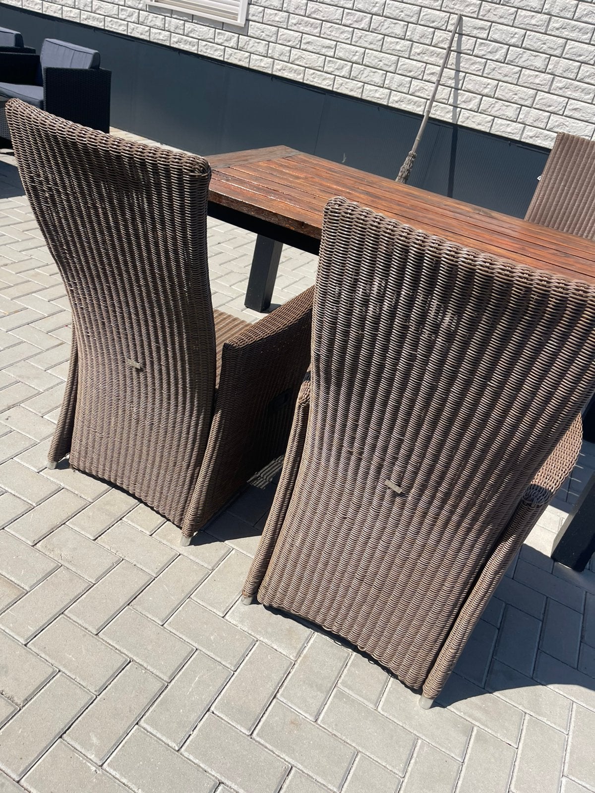 Tuintafel  teak hout met 3stoelen, Ophalen of Verzenden, Zo goed als nieuw