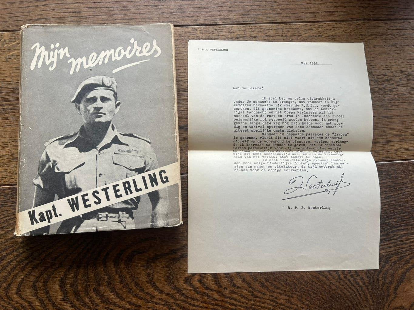 Memoires Westerling 1e editie met brief KNIL, Verzenden, Nederland