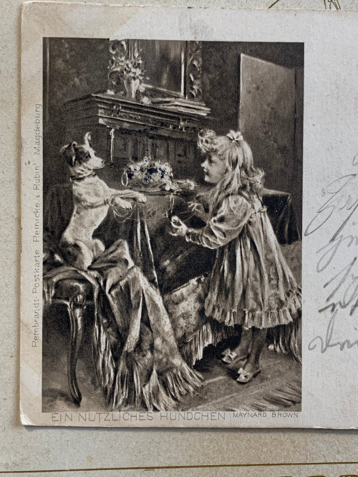 23-1-1899 Meisje met hond (DD), Ophalen of Verzenden, Voor 1920, Gelopen, Kinderen