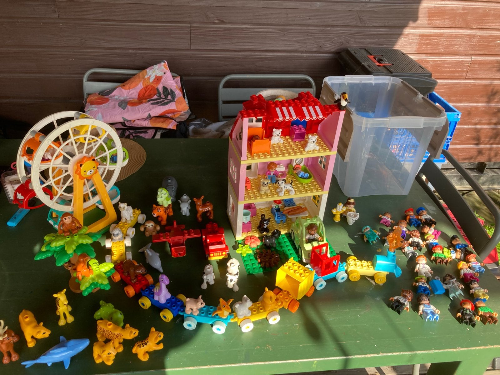 Grote Duplo collectie: Huis, reuzenrad, dieren en figuren, Kinderen en Baby's, Ophalen, Gebruikt, Duplo, Inclusief accessoires