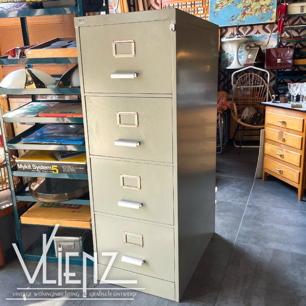 Vintage, industriële Lips archiefkast, ladekast metaal, Ophalen, Minder dan 50 cm, Gebruikt, -