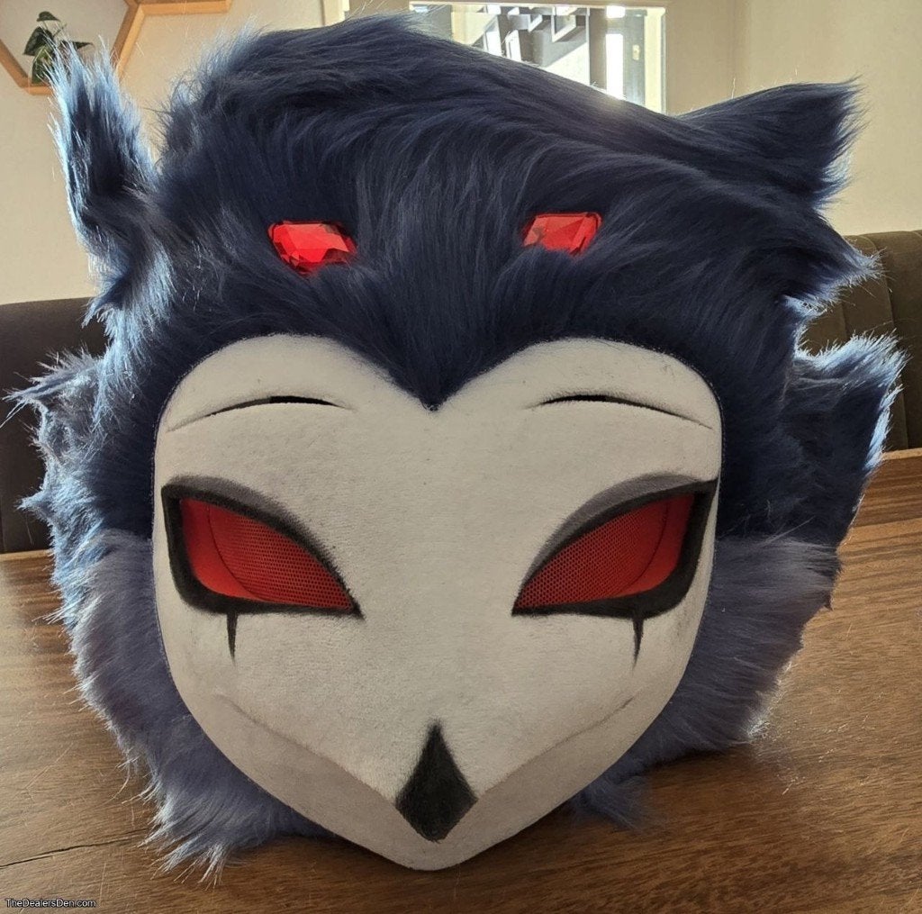 Stolas Helluva Boss Cosplay Fursuit Hoofd, Ophalen of Verzenden, Zo goed als nieuw, Overige typen