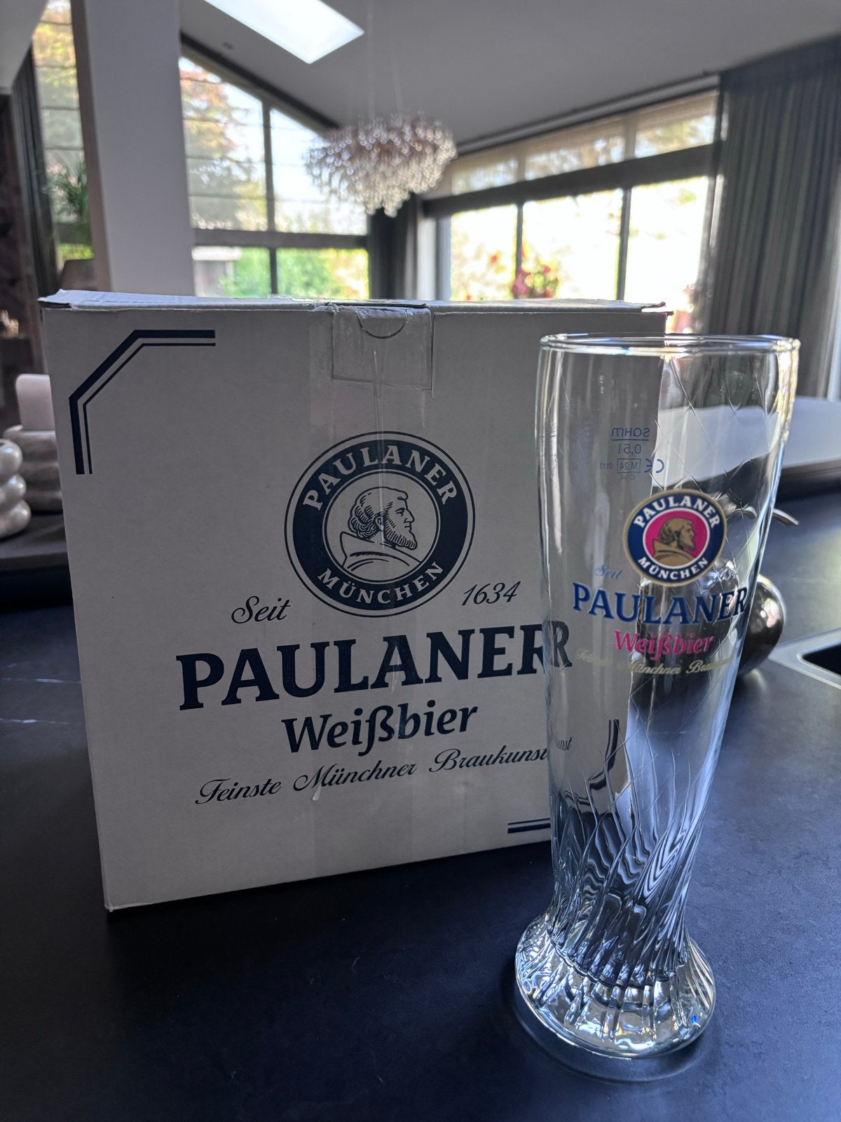 6 Paulaner Weizenbierglazen 0,5L - Nieuw in doos, Ophalen of Verzenden, Nieuw, Glas of Glazen, Overige merken